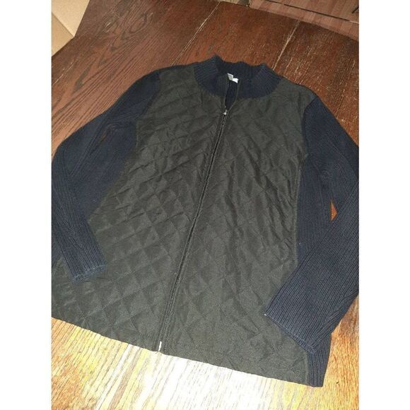 1X Croft & Barrow Black Long Sleeve Full Zip Part Knit Jacket Sweater - Picture 1 of 4